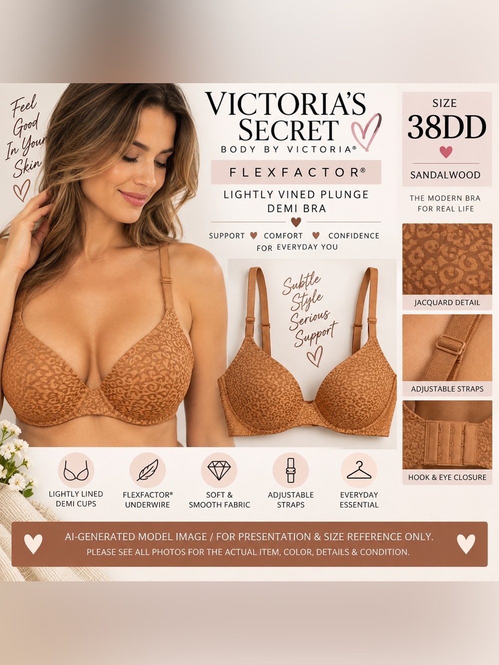 Victoria’s Secret Body by Victoria FlexFactor Jacquard Bra 38DD